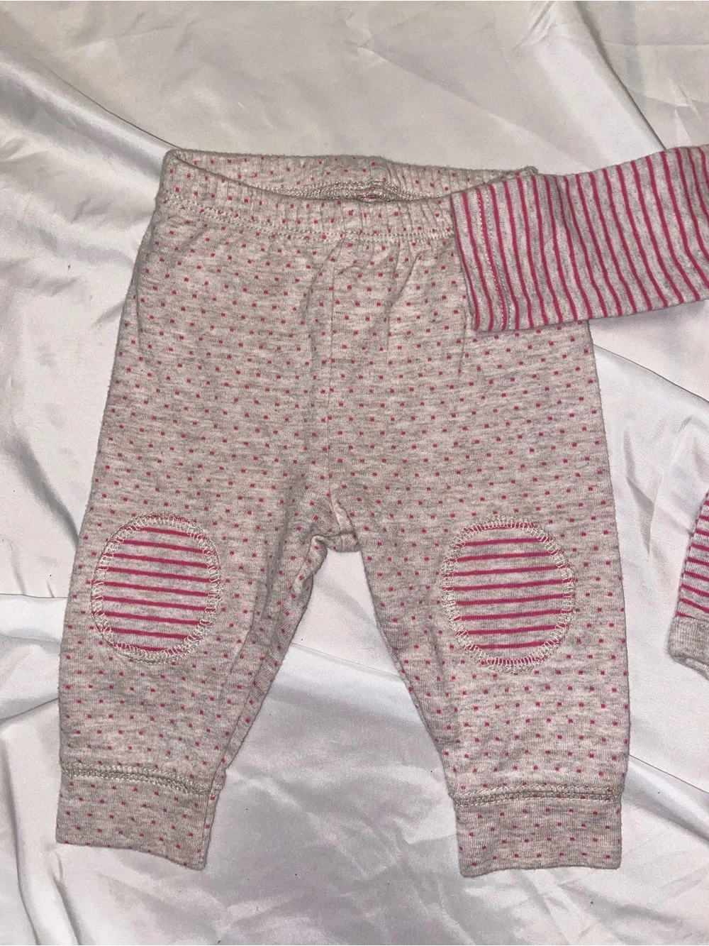 GAP Pink and Gray Striped Baby One-Piece with Pants